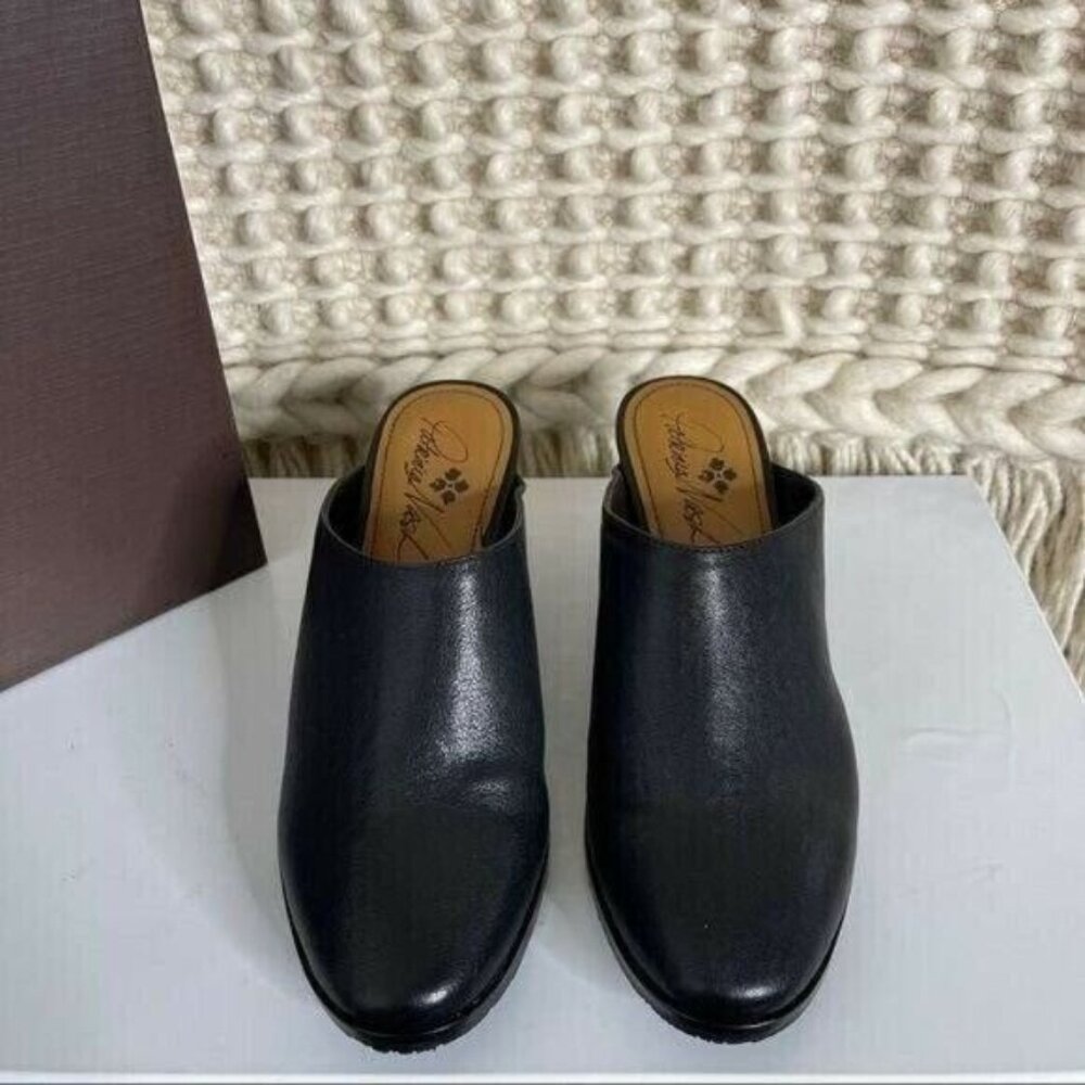 Patricia Nash Black Michaela Slip on Mules Leather Block Heel Size 6 - Picture 7 of 9